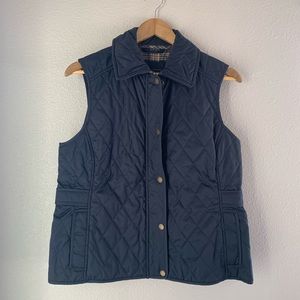 L.L. Bean Petite Small Quilted Riding Vest, Navy Blue